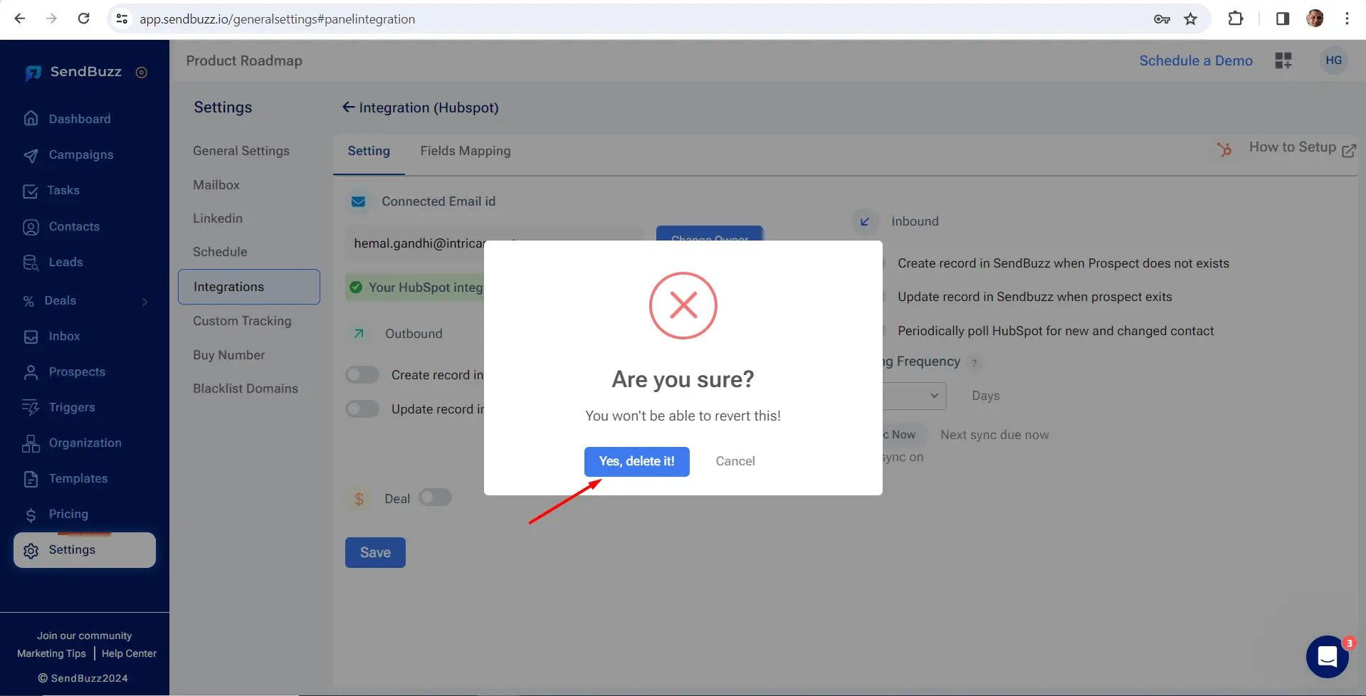 hubspot-disconnect-account