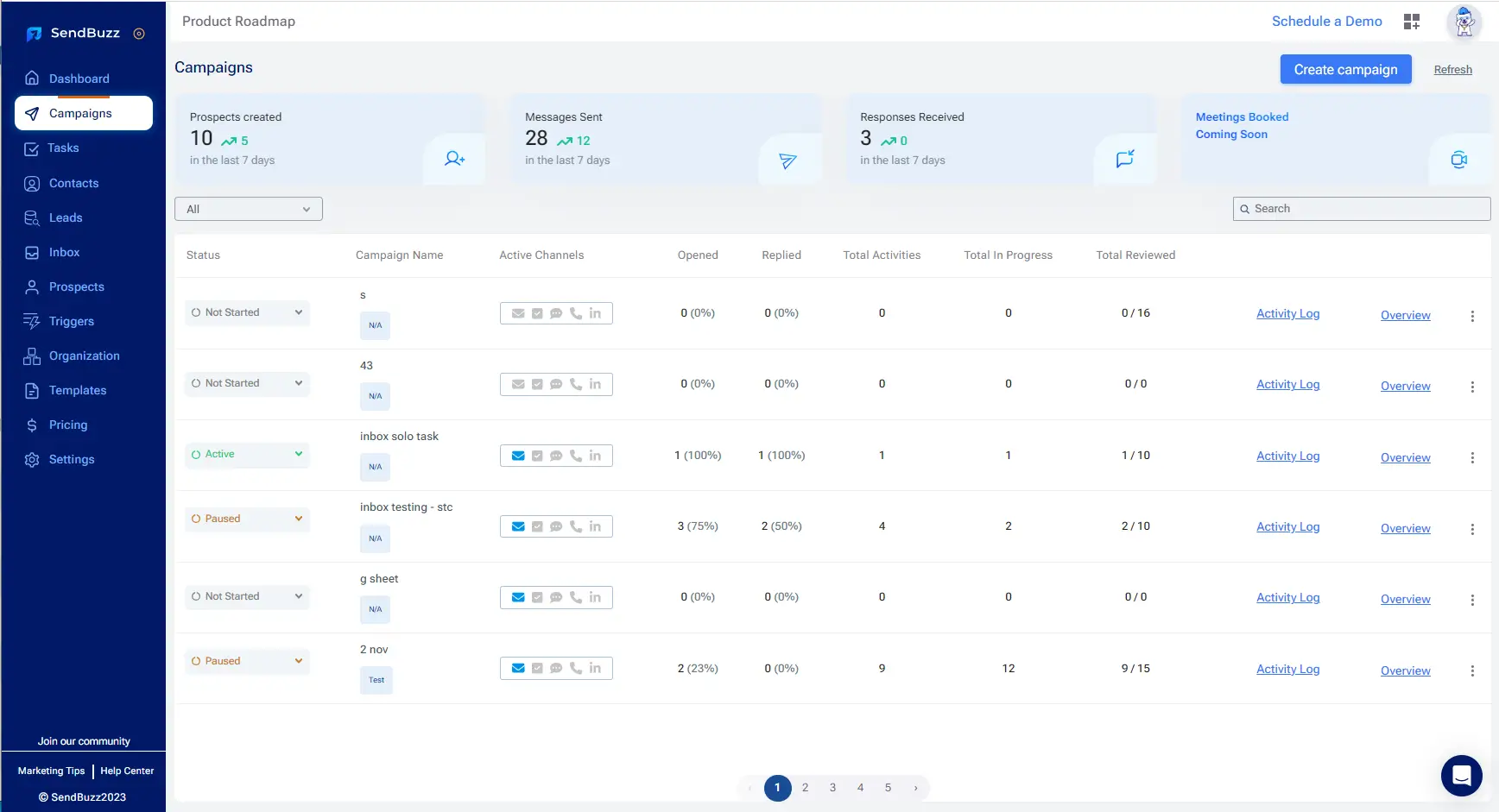 Screenshot of SendBuzz email marketing interface